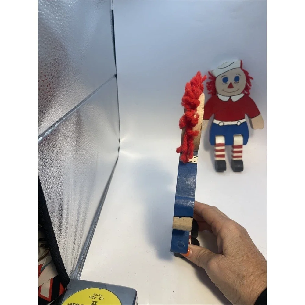 Hand-Made, Wooden Raggedy Ann and Andy, Hand-painted / 9 inches‎ tall